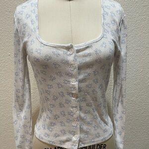 Teddy Bear Print Scoop Neck Top